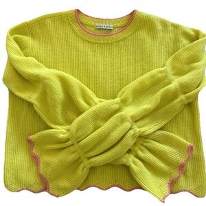 Alice +Olivia Foss Ribbed Puffed Sleeve Cashmere Sweater Size M- Retail $495